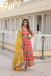 KA 1080 Digital printed Russian Silk With Embroidery Readymade Gown With Dupatta Wholesale Online
